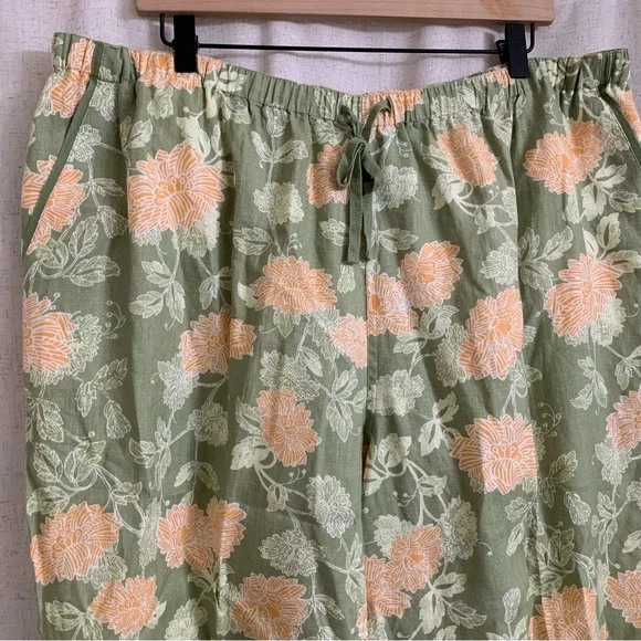 SIGRID OLSEN SO blue 100% Linen Studio Floral Print Pants 2XL NWT - Picture 3 of 4